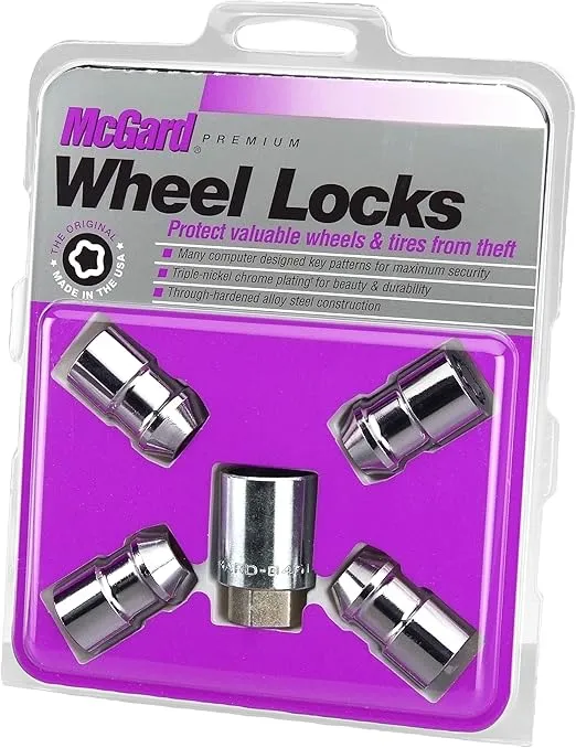 MCGARD 24130 Chrome Cone Seat Wheel Locks (1/2" - 20 Thread Size) - Set of 4