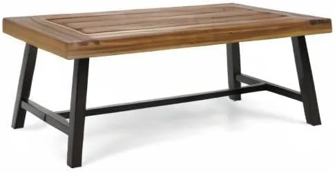 Christopher Knight Home Carlisle Outdoor Acacia Wood Coffee Table, Sandblast/Rustic Metal