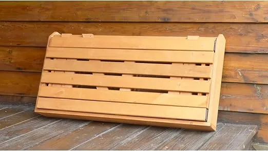 Merry Garden Folding Utility Table & Potting Bench, Natural Stained with Adjustable Shelf