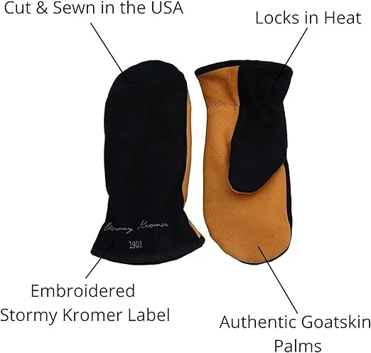 Stormy Kromer Tough Mitts, Leather Outdoor Gloves, Winter Mittens with Sherpa