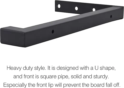 OVOV 2 Pack Heavy Duty Shelf Brackets Wall Mounted Industrial Farmhouse Floating Shelf Brackets with Lip