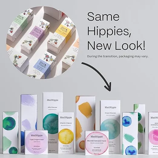 Mad Hippie Face Cream – Age-Defying Face Moisturizer & Skin Tightening Cream with Niacinamide, Advanced Peptides & Argan Oil (1.02 Oz) + Skin Care Pillow Pack