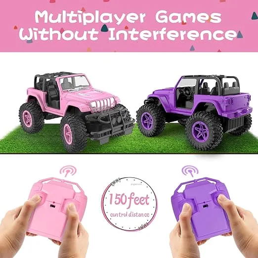 NQD Pink RC Cars 1:16 Scale with DIY Sticker, Remote Control Car for Girls, 80 Min Play 2.4Ghz Jeep RC Trucks,Little Girl Toys Gifts for 4-5 6-7 8-10 Years Old