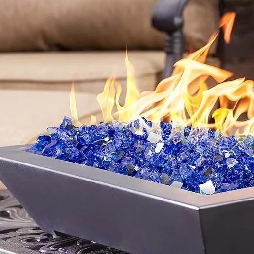 Onlyfire 10 pounds Fire Glass for Propane Fire Pit and Gas Fireplace, 1/4 Inch Reflective Firepit Glass Rocks for Fire Pit Table and Fire Bowl, Cobalt Blue
