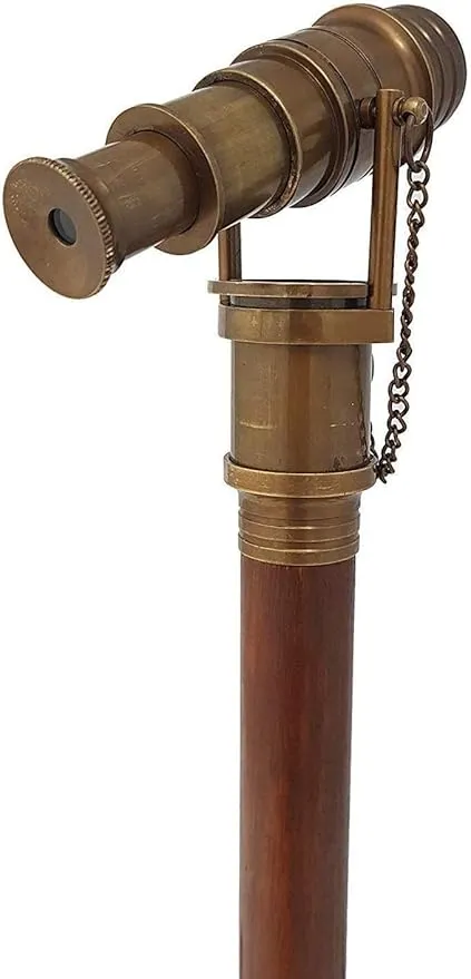 Beautiful Nautical Antique Finish Walking Stick Telescope Collectible Wooden Cane with Brass Telescope Handle Rustic Vintage Home Decor Gifts