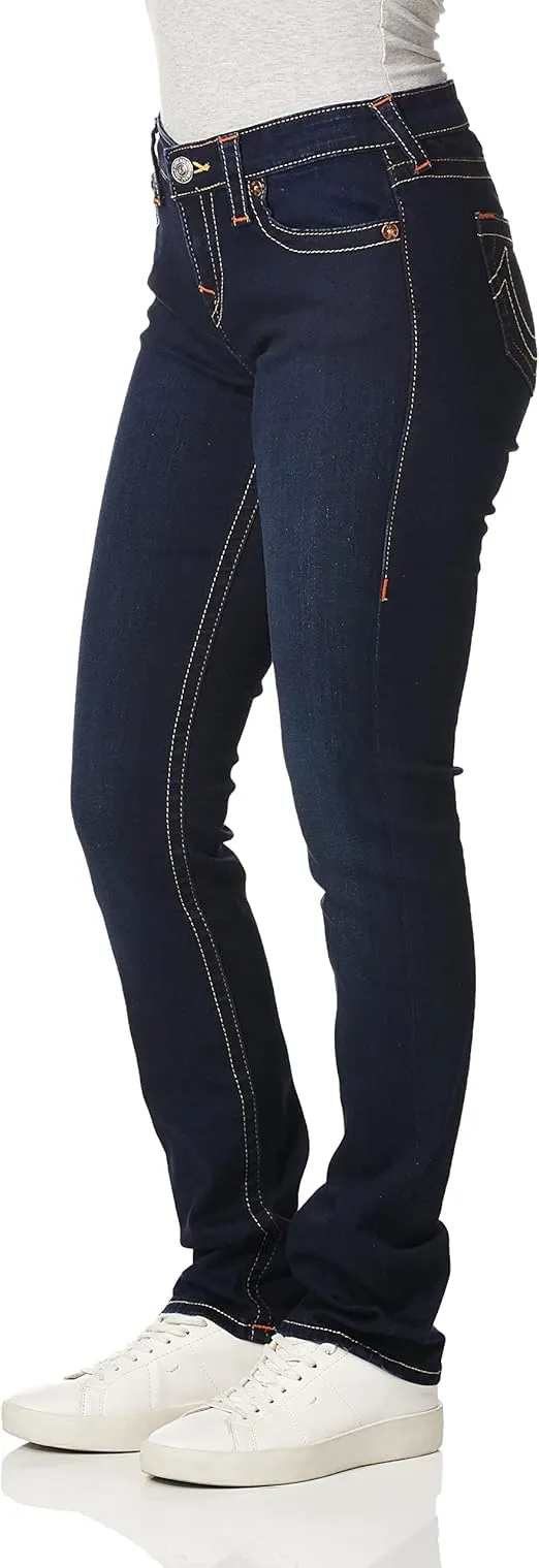 True Religion Women's Billie Mid Rise Straight Leg Rinse Jean