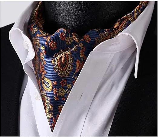 Elfeves Men's Paisley Floral 100% Silk Cravat Ties Hademade Formal Jacquard Woven Ascot