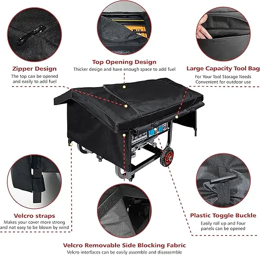 Generator Covers While Running,Outdoor Generator Running Cover,Waterproof Heavy Duty Tarpaulin Portable Generator Enclosure, Generator Shelter Tent for Most 3500-12000w Framed Generators