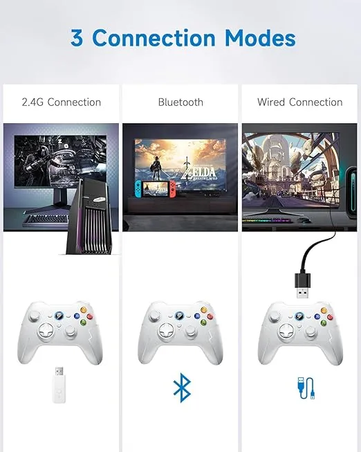 EasySMX 9013Pro Wireless Game Controller with Hall Effect Triggers, Bluetooth Controller Gamepad for Windows PC/PS3/Android Phone&Tablet&TV BOX/iPhone/iPad/Switch/Stesm Deck/Tesla-Design for Comfort
