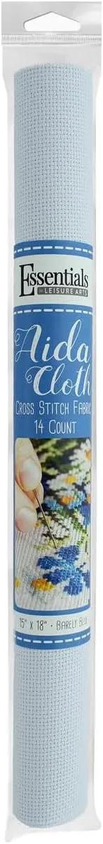 Essentials By Leisure Arts Aida Cloth, 14 Count, 15" x 18", Barely Blue Cross Stitch Fabric for Embroidery, Cross Stitch, Machine Embroidery and Needle Work