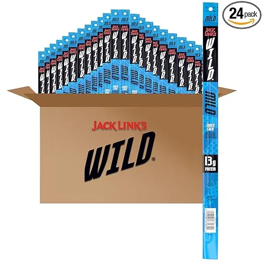 Jack Link's Wild Beef Sticks, Mild – Protein Snack, Meat Stick with 14g of Protein, 2.2 oz. (Pack of 24)