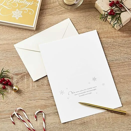 Hallmark Boxed Holiday Cards, Gold Happy Holidays (16 Cards and 17 Envelopes)