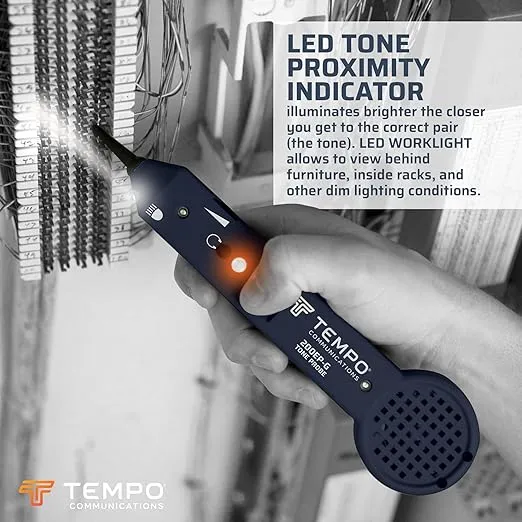 TEMPO 200EP-G Professional Wire Tracer Probe with Headset Jack, Flashlight, LED, Conductive Tip, Wire Toner & Cable Tracer