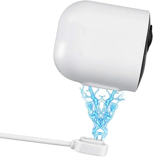 6ft/1.8m Weatherproof Outdoor Charging Cable with Quick Charge Adapter Compatible with Arlo Ultra/Ultra 2/Pro 3/Pro 4/Pro 5s (White) (NOT Compatible with Arlo Essential Spotlight)