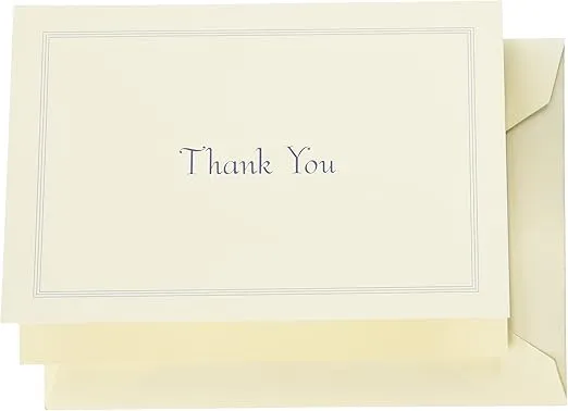Crane & Co. Regent Blue Triple Hairline Thank You Note (CT1422), Pack of 10