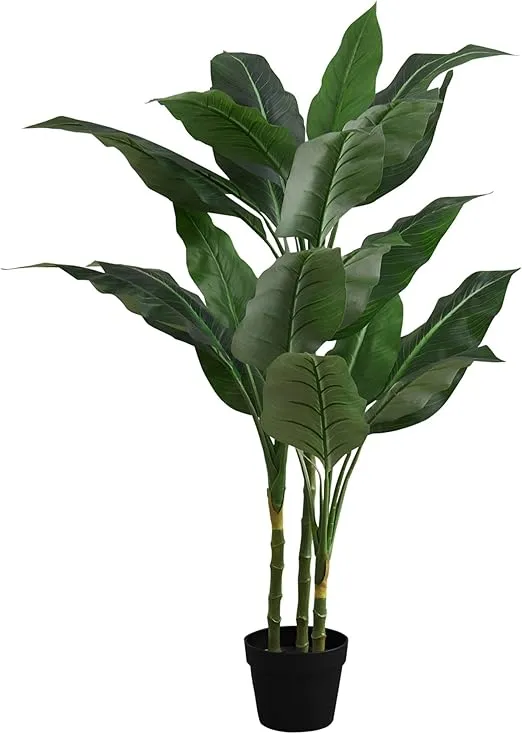 Monarch Specialties I 9512 Artificial Plant, 42" Tall, Evergreen Tree, Indoor, Faux, Fake, Floor, Greenery, Potted, Decorative, Green Leaves, Black Pot