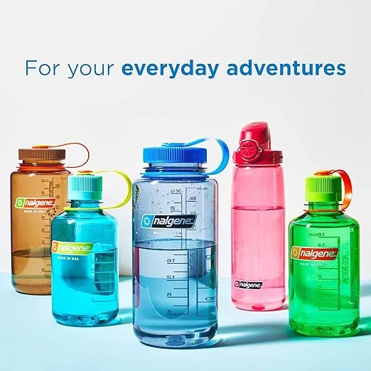 Nalgene Sustain Tritan BPA-Free Water Bottle Made with Material Derived from 50% Plastic Waste, 32 OZ, Wide Mouth, Cerulean