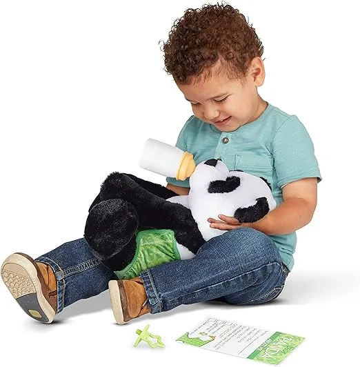 Melissa & Doug 11-Inch Baby Panda Plush Stuffed Animal with Pacifier, Diaper, Baby Bottle