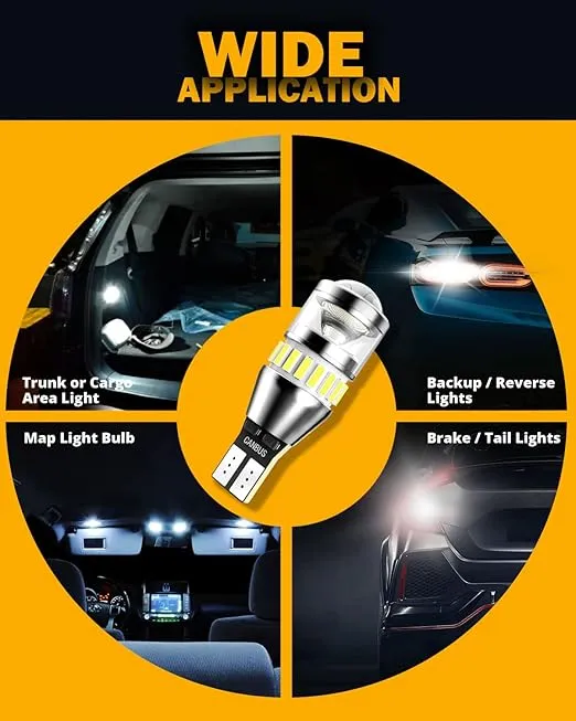 Auxbeam 912 921 LED Bulb for Backup Reverse Light Bulbs, 4000 Lumens 400% Brighter Super Bright Canbus Error Free 906 904 922 W16W T15 LED Bulbs with Double Projectors, 6500K White, Pack of 2