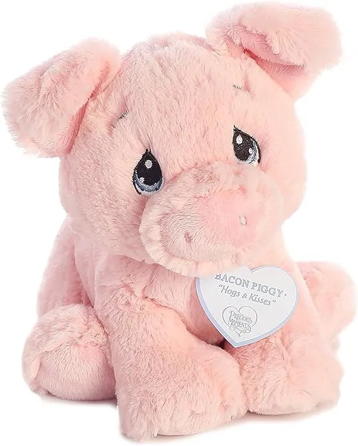 Aurora® Inspirational Precious Moments™ Bacon Piggy Stuffed Animal - Cherished Memories - Enduring Comfort - Pink 8.5 Inches