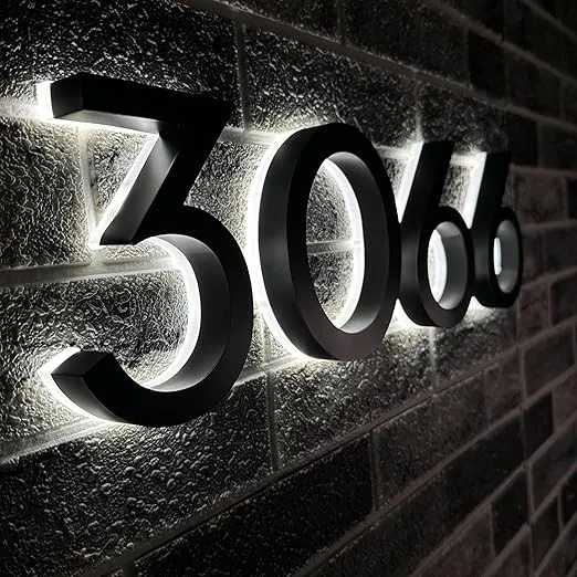 Personalized Solar Lighted House Numbers for Outside, Led House Numbers for Outside, Large Light Up House numbers, Solar Illuminated House Numbers, Led Address Numbers for House (Full Set)