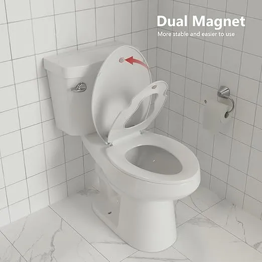 Toilet Seat Elongated,Toilet Seat with Toddler Seat Built in, Potty Training Toilet Seat Elongated Fits Both Adult and Child, with Soft Close,Easy Install and Clean - White