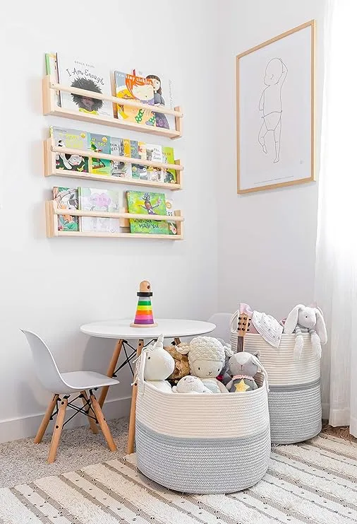 OrganiHaus Baby Hamper for Nursery 20x13, Large Toy Basket, Extra Large Basket for Blankets Living Room, Woven Laundry Basket, Large Blanket Basket Living Room, Gray Large Woven Basket
