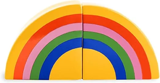 ban.do Rainbow Book Ends, Ceramic Cute Bookends for Girl Room Decor (Rainbow)