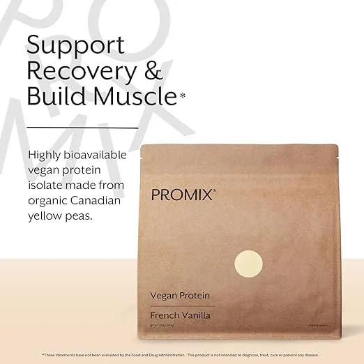 Promix Plant-Based Vegan Protein Powder, Vanilla - 2.5lb Bulk - Pea Protein & Vitamin B-12 - Post Workout Fitness & Nutrition Shakes, Smoothies, Baking & Cooking Recipes - Gluten-Free