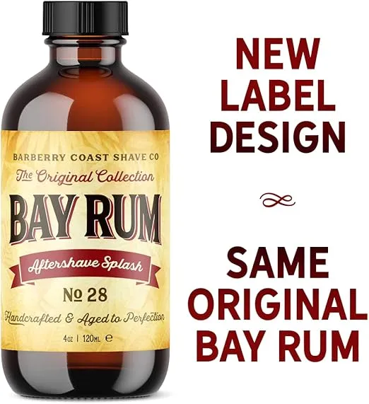 Bay Rum Aftershave Splash for Men - Crafted with Authentic Bay Oils from Dominica Republic in the Virgin Islands - Natural and Pure Ingredients - 4oz. - from Barberry Coast Shave Co.