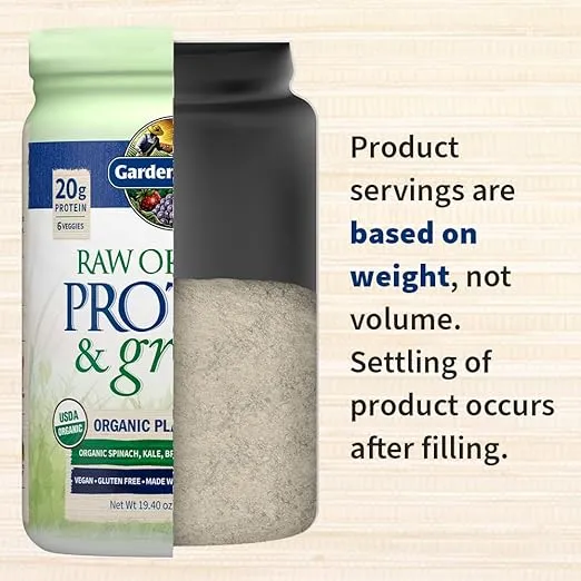 Garden of Life Raw Organic Protein & Greens - Vanilla - Vegan Protein Powder for Women and Men, Plant Protein, Pea Protein, Greens & Probiotics - Dairy Free, Gluten Free Low Carb Shake, 20 Servings