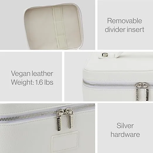 ETOILE - Vanity Case Off White - Stylish Travel Makeup Bag Organizer with Dividers