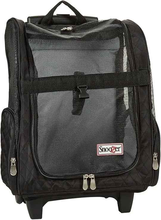 Snoozer Roll Around Travel Dog Carrier Backpack 4-in-1- Rolling Backpack Pet Carrier with Wheels for Cats & Dogs, Pet Stroller, Travel Bag for Pets Up to 15 Lbs - Black, Medium