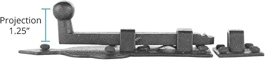 Renovators Supply Manufacturing Slide Bolt Latch 3 3/4 in. Black Wrought Iron Ball Tip Style Slide Bolt with Mounting Hardware