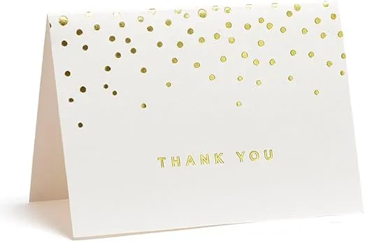 Gartner Studios Gold Foil Dots Thank You Cards, Ivory, 3.5” x 5”, Set of 50 (13745)