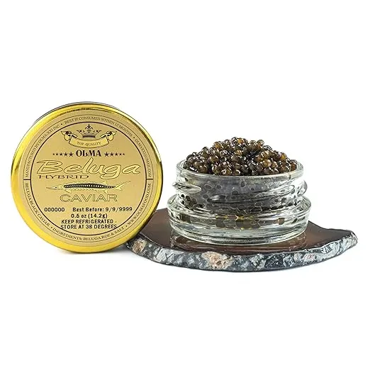 OVERNIGHT SHIPPING - OLMA Beluga Hybrid Sturgeon Black Caviar from Italy - Rated Top Caviar in the World - 0.5 oz / 14 g