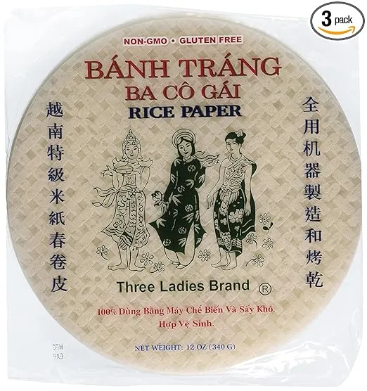 Three Ladies Spring Roll Rice Paper Wrappers (Round 22cm 3pks)