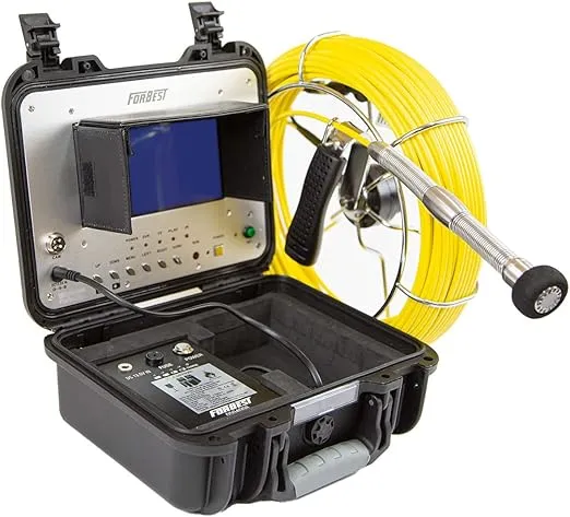 Sewer Drain Inspection Camera, 130ft Fiberglass Cable, 7" LCD Monitor, DVR Recorder & Battery, 512Hz Sonde Transmitter, Borescope Snake Camera, IP68 Waterproof Lens with Lights, Plumbing Tool