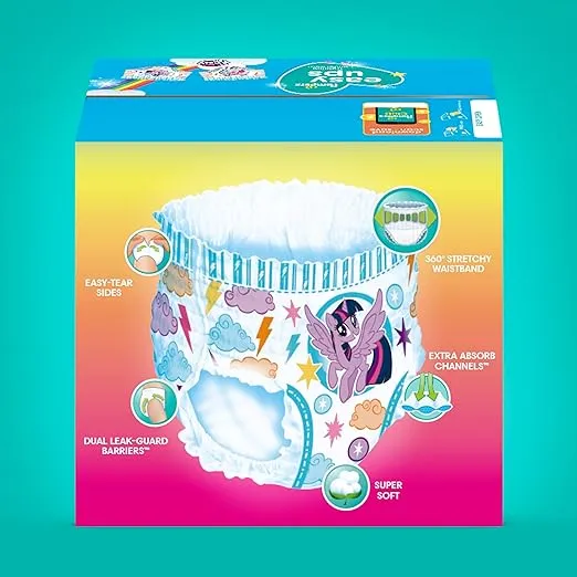 Pampers Easy Ups Girls & Boys Potty Training Pants - Size 3T-4T, 22 Count, My Little Pony Training Underwear (Packaging May Vary)