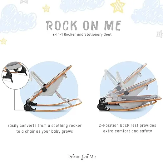 Dream on Me Rock With Me 2-in-1 Baby Rocker and Stationary Seat, Baby Rocker Seat for Infant with Removable Toy Bar, Baby Rocker Chair with Soothing Music & Vibration, 0-6 Months, Upto 20 Lbs