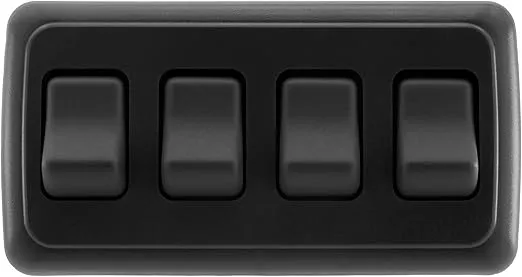 Quad SPST On-Off Switch with Bezel, 12-Volt, for RV, Trailer, Camper (Black)