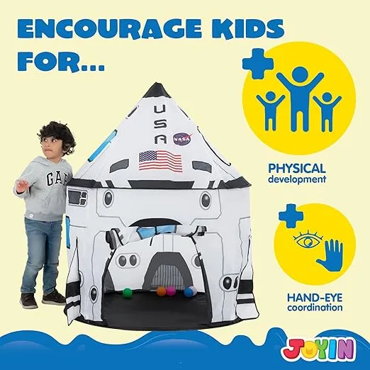 JOYIN Rocket Ship Play Tent Pop up Play Tent Kids Indoor Outdoor Spaceship Playhouse Tent Set