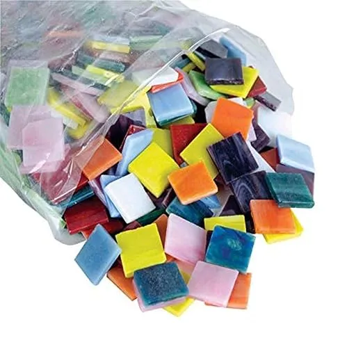 Diamond Tech Stained Glass Square Mosaic Tile Assortment, 3/4 Inch, Pack of 450