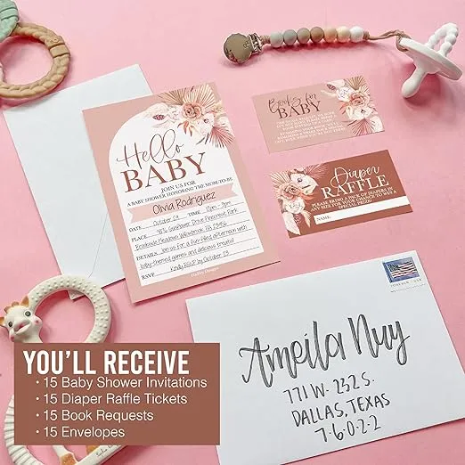 Hadley Designs 15 Boho Baby Shower Invitations For Girl - Baby Girl Baby Shower Invites For Girl Baby Shower Invitations, Baby Girl Shower Invitations, Invitations