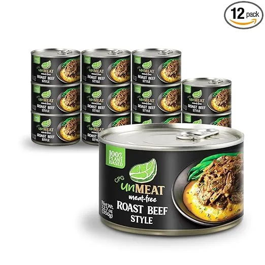 unMEAT Plant Based Meat | Easy to Prepare Plant Based Protein | Vegan Meat with Less Calories, Roast Beef Style, (Pack of 12)