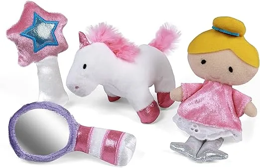 Baby GUND Play Soft Collection, Princess Castle 5-Piece Plush Playset with Rattle, Squeaker and Crinkle Plush Toys, Sensory Toy for Babies and Newborns, 7”