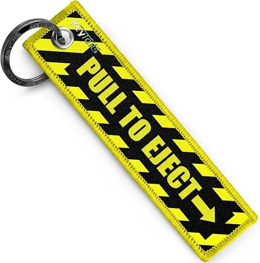 KEYTAILS Keychains, Premium Quality Key Tag for Motorcycle, Car, Scooter, ATV, UTV [Pull to Eject - Yellow]