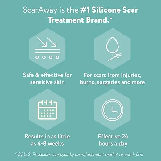 ScarAway Advanced Clear Silicone Scar Sheets, Medical Grade Silicone Strips (1.5" x 3") Scar Treatment and Prevention for Surgical, Burn, Body, Hypertrophic & Keloid Scar Treatment, 6 Clear Sheets