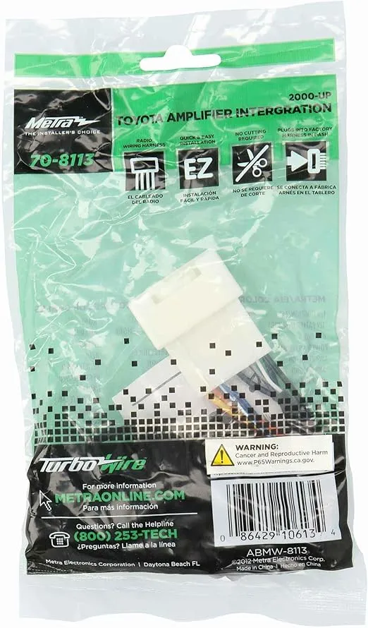 Metra Electronics 70-8113 Amplifier Integration Harness for Select 2000-2004 Toyota Vehicles