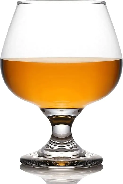 Juvale Set of 4 Brandy Snifter Glasses for Whiskey, Short Stem Wine Glass Set for Bourbon, Cognac, Brandy (13oz)